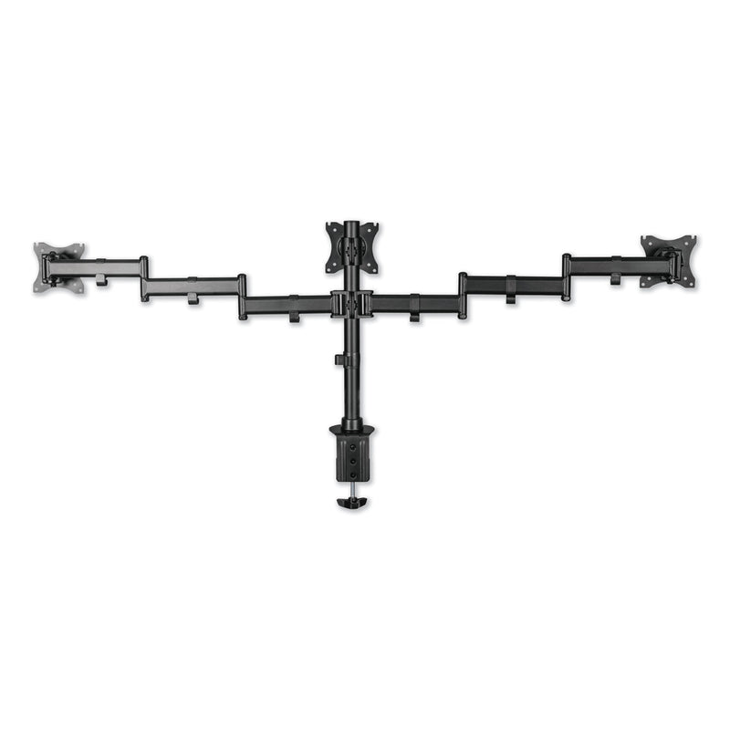 Alera AdaptivErgo Pole-Mount Triple Arm for 27" Monitors, 360 deg Rotation, +45/-45 deg Tilt, 45 deg Pan, Black, Supports 17.6 lb