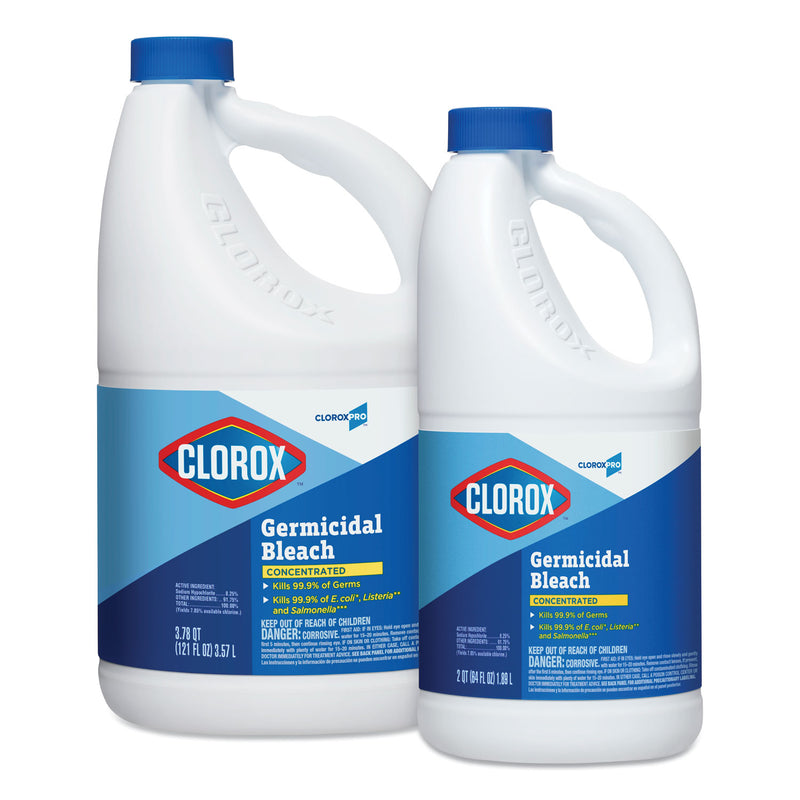 Clorox Concentrated Germicidal Bleach, Regular, 121 oz Bottle, 3/Carton