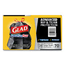 Glad ForceFlexPlus Drawstring Large Trash Bags, 30 gal, 1.05 mil, 30" x 32", Black, 70/Box