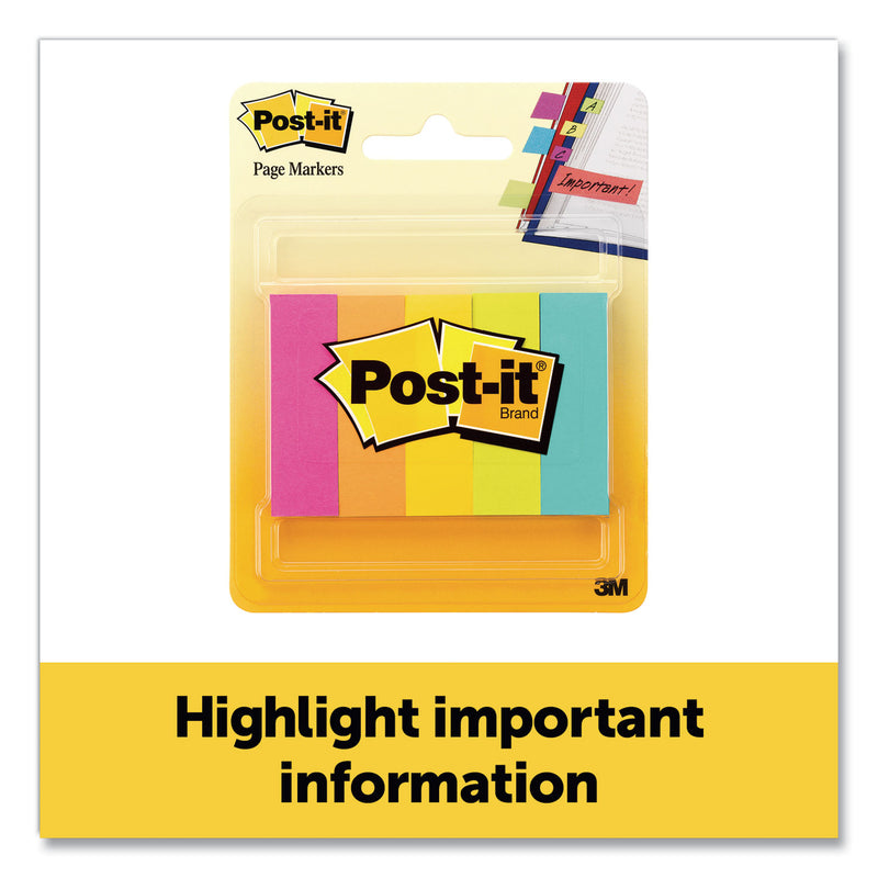 Post-it Page Flag Markers, Assorted Brights, 100 Flags/Pad, 5 Pads/Pack