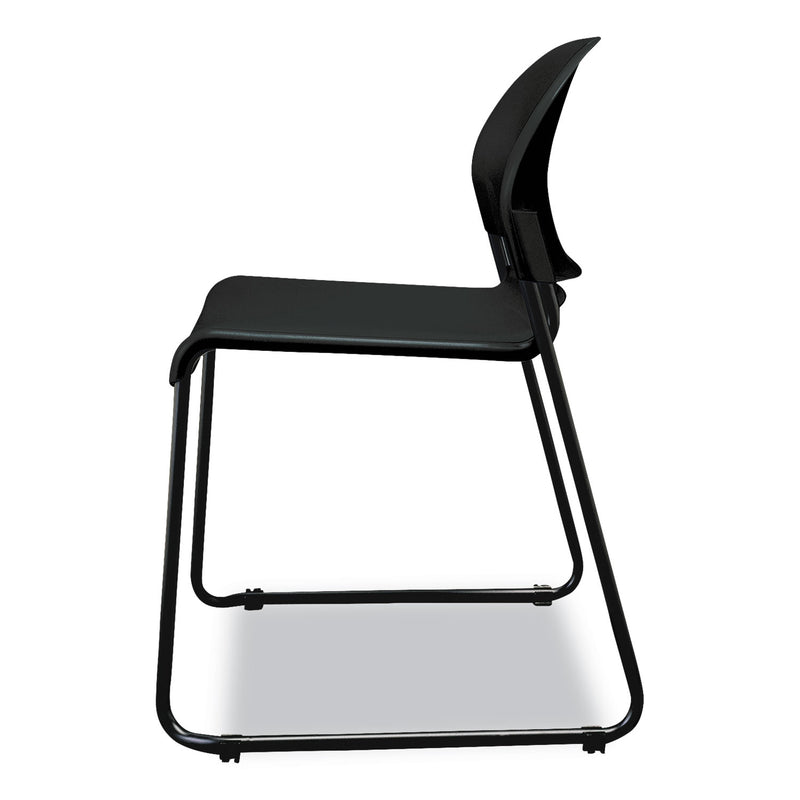 HON GuestStacker High Density Chairs, Supports Up to 300 lb, Onyx Seat/Back, Black Base, 4/Carton