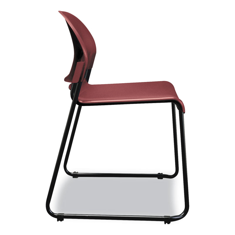 HON GuestStacker High Density Chairs, Supports Up to 300 lb, Mulberry Seat/Back, Black Base, 4/Carton