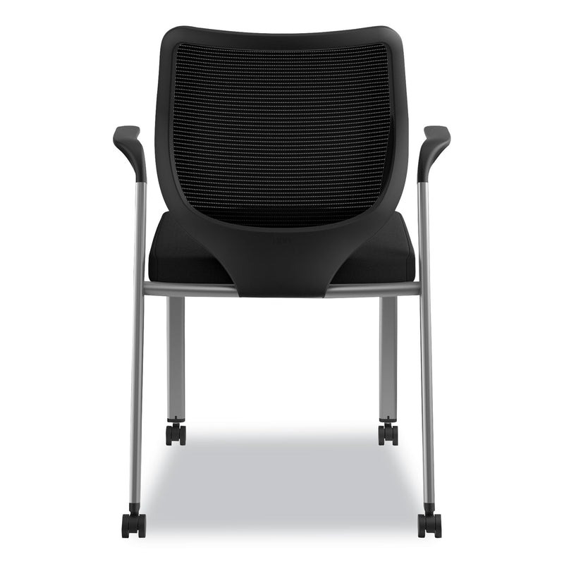 HON Nucleus Series Multipurpose Stacking Chair, ilira-Stretch M4 Back, Supports Up to 300 lb, Black Seat/Back, Platinum Base