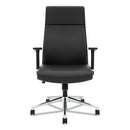 HON Define Executive High-Back Leather Chair, Supports 250 lb, 17" to 21" Seat Height, Black Seat/Back, Polished Chrome Base