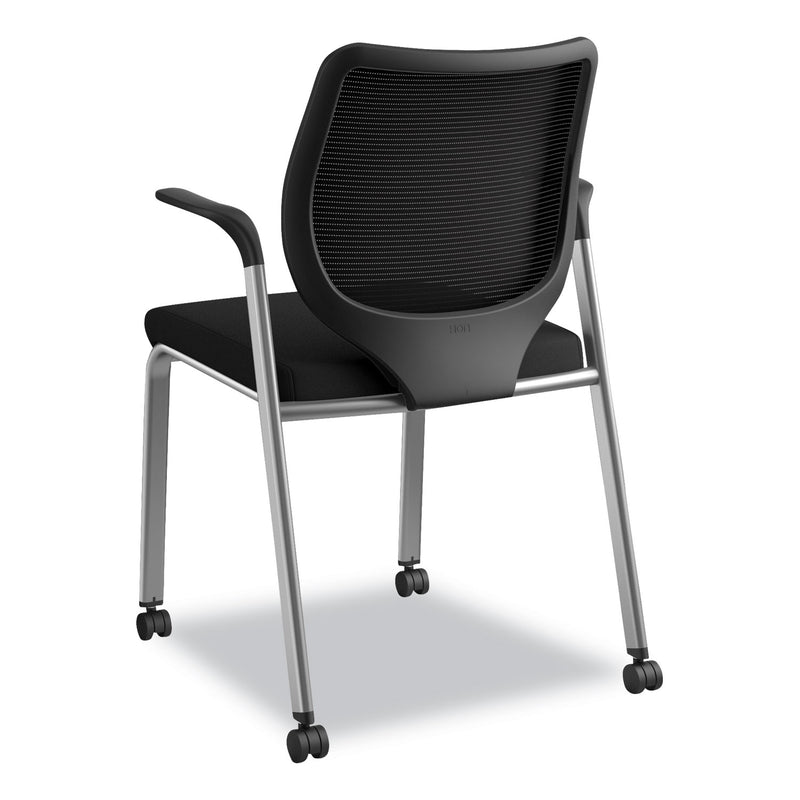 HON Nucleus Series Multipurpose Stacking Chair, ilira-Stretch M4 Back, Supports Up to 300 lb, Black Seat/Back, Platinum Base