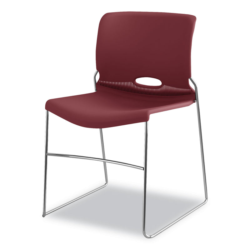HON Olson Stacker High Density Chair, Supports Up to 300 lb, Mulberry Seat/Back, Chrome Base, 4/Carton