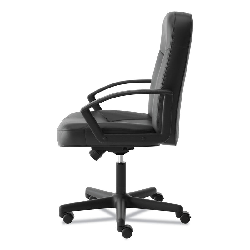 HON HVL601 Series Executive High-Back Leather Chair, Supports Up to 250 lb, 17.44" to 20.94" Seat Height, Black