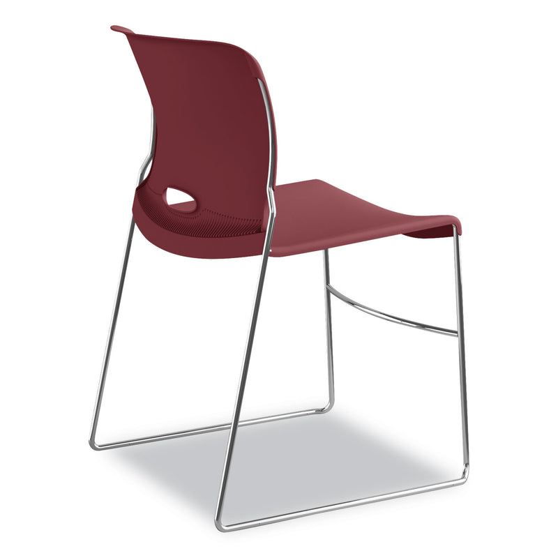 HON Olson Stacker High Density Chair, Supports Up to 300 lb, Mulberry Seat/Back, Chrome Base, 4/Carton