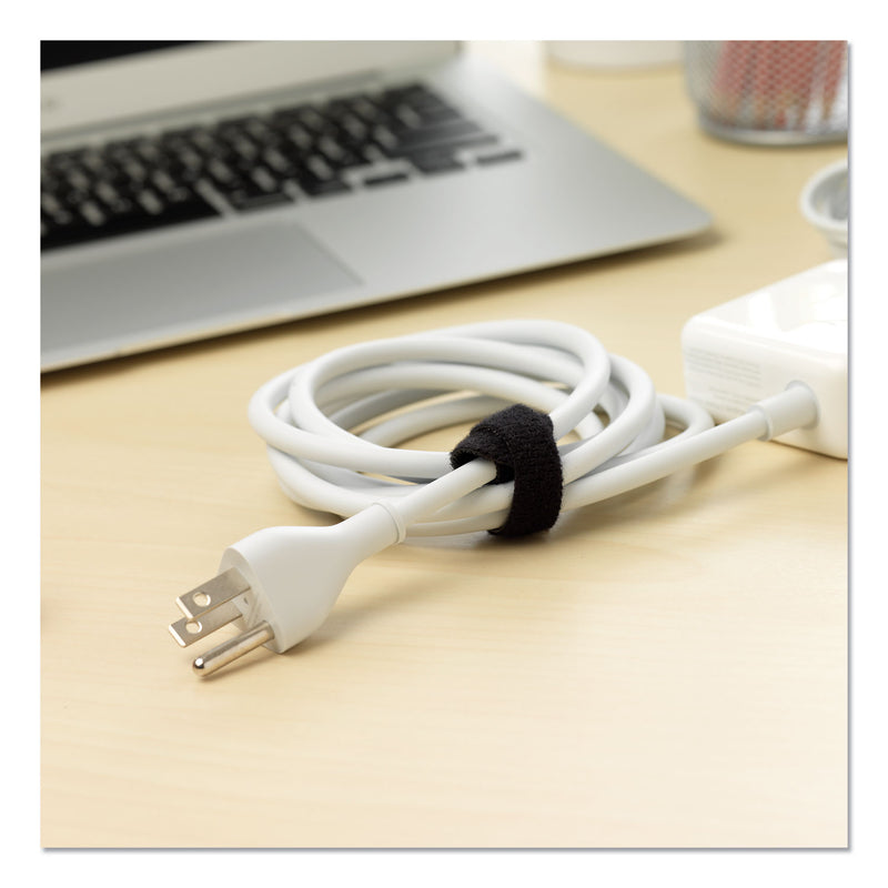 VELCRO ONE-WRAP Pre-Cut Thin Ties, 0.5" x 15", Black/Gray, 30/Pack