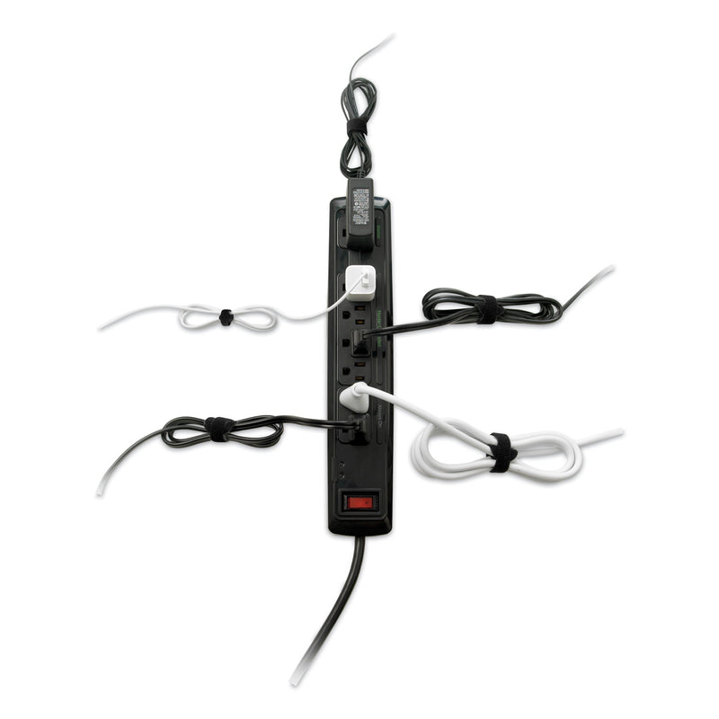 VELCRO ONE-WRAP Pre-Cut Thin Ties, 0.5" x 15", Black/Gray, 30/Pack