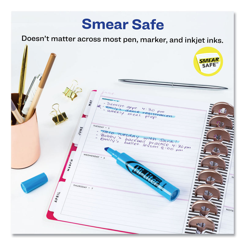 Avery HI-LITER Desk-Style Highlighters, Fluorescent Blue Ink, Chisel Tip, Blue/Black Barrel, Dozen
