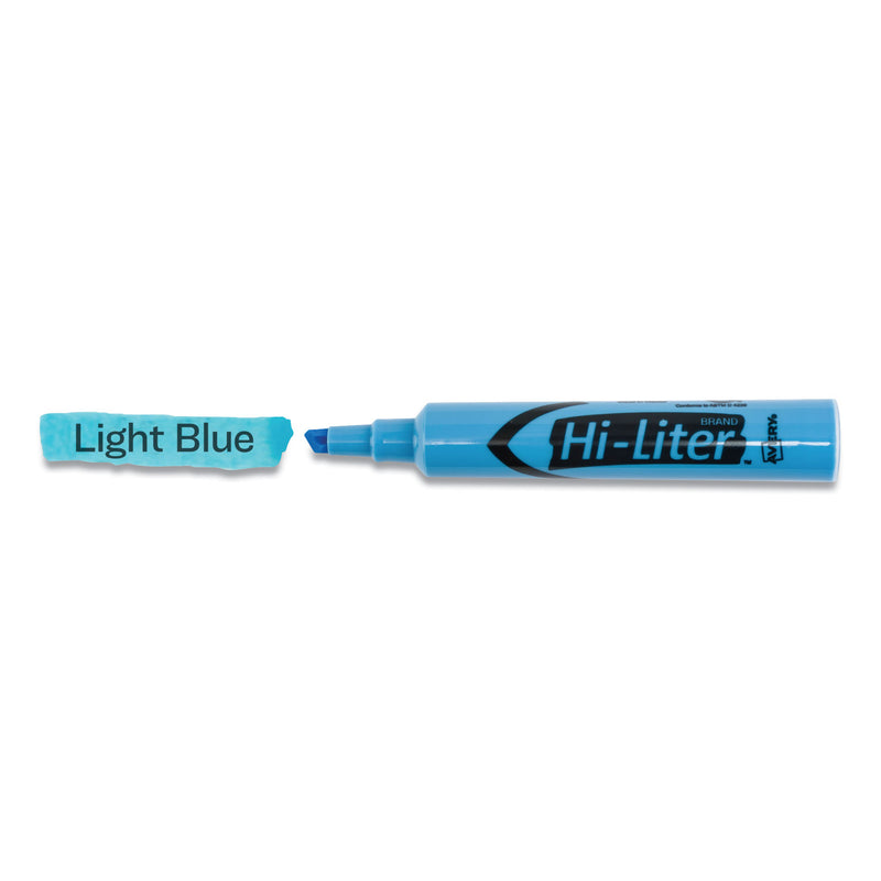 Avery HI-LITER Desk-Style Highlighters, Light Blue Ink, Chisel Tip, Light Blue/Black Barrel, Dozen
