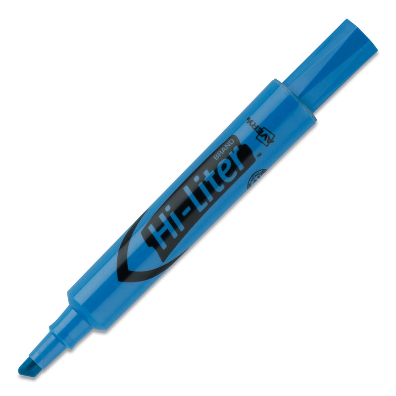 Avery HI-LITER Desk-Style Highlighters, Fluorescent Blue Ink, Chisel Tip, Blue/Black Barrel, Dozen