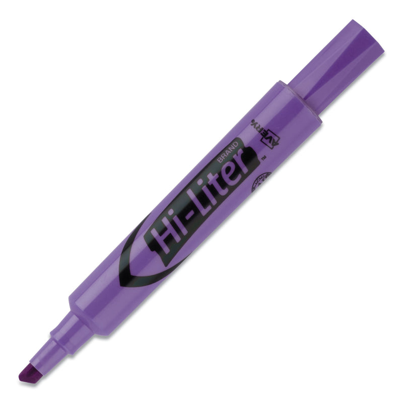Avery HI-LITER Desk-Style Highlighters, Fluorescent Purple Ink, Chisel Tip, Purple/Black Barrel, Dozen