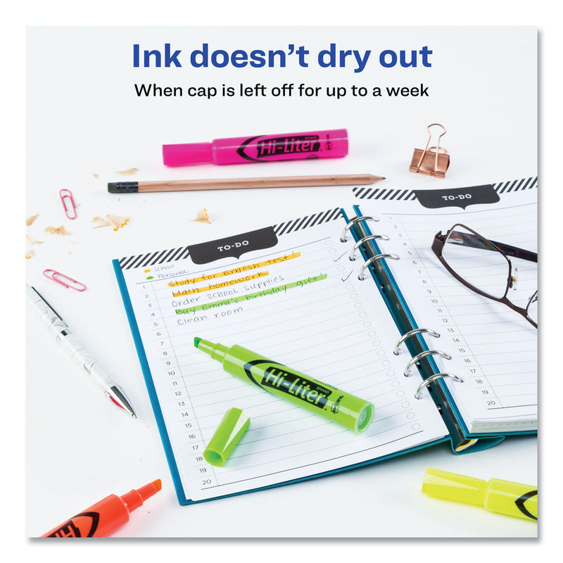 Avery HI-LITER Desk-Style Highlighters, Assorted Ink Colors, Chisel Tip, Assorted Barrel Colors, 4/Set