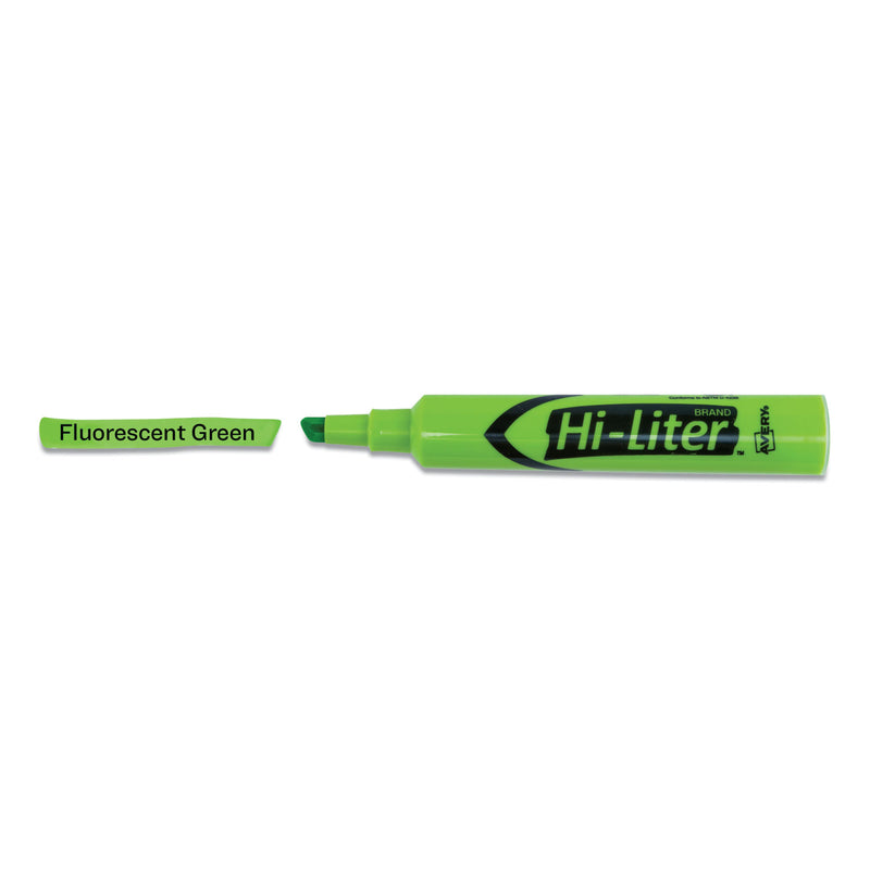 Avery HI-LITER Desk-Style Highlighters, Fluorescent Green Ink, Chisel Tip, Green/Black Barrel, Dozen