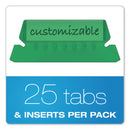 Pendaflex Transparent Colored Tabs For Hanging File Folders, 1/5-Cut, Green, 2" Wide, 25/Pack