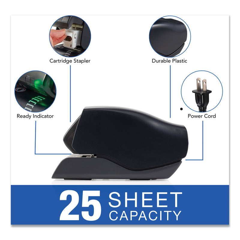 Swingline Desktop Cartridge Electric Stapler with LED Guide, 25-Sheet Capacity, Black