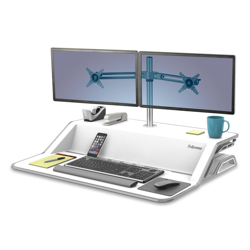 Fellowes Lotus Dual Monitor Arm Kit, For 26" Monitors, Silver, Supports 13 lb