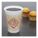 Dart Cafe G Hot/Cold Cups, Foam, 12 oz, White with Brown/Red/White, 20/Bag, 50 Bags/Carton