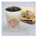 Dart Cafe G Hot/Cold Cups, Foam, 12 oz, White with Brown/Red/White, 20/Bag, 50 Bags/Carton