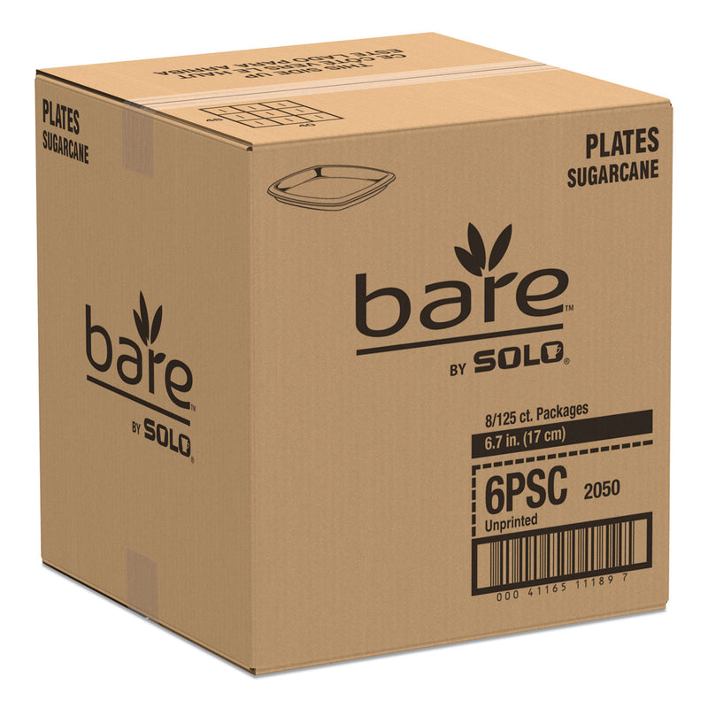 Dart Bare Eco-Forward Sugarcane Dinnerware, Plate, 6.7" dia, Ivory, 125/Pack, 8 Packs/Carton