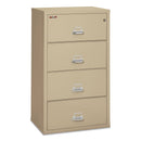FireKing Insulated Lateral File, 4 Legal/Letter-Size File Drawers, Parchment, 31.13" x 22.13" x 52.75", 260 lb Overall Capacity