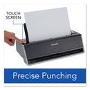 Swingline 28-Sheet Commercial Electric Three-Hole Punch, 9/32" Holes, Black/Silver