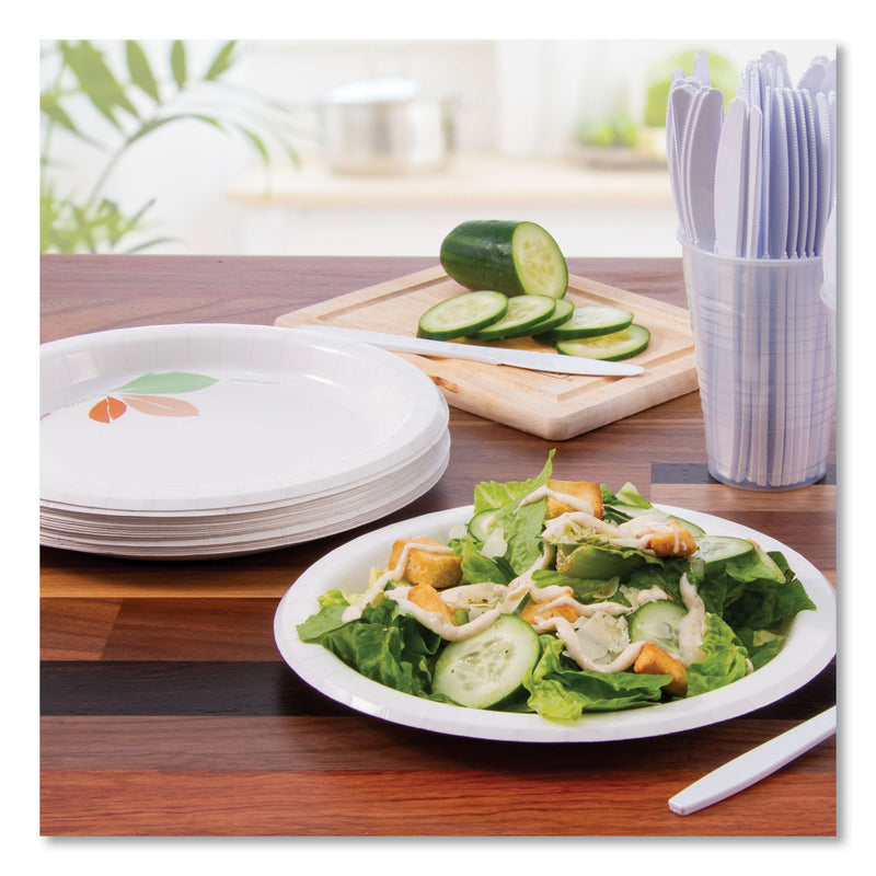 Dart Bare Paper Eco-Forward Dinnerware, Plate, 8.5" dia, Green/Tan, 125/Pack, 2 Packs/Carton