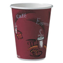 Dart Solo Paper Hot Drink Cups in Bistro Design, 12 oz, Maroon, 50/Bag, 20 Bags/Carton