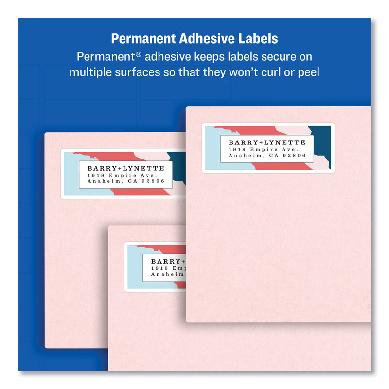 Avery Easy Peel White Address Labels w/ Sure Feed Technology, Laser Printers, 1 x 2.63, White, 30/Sheet, 250 Sheets/Pack
