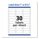 Avery Easy Peel White Address Labels w/ Sure Feed Technology, Inkjet Printers, 1 x 2.63, White, 30/Sheet, 25 Sheets/Pack