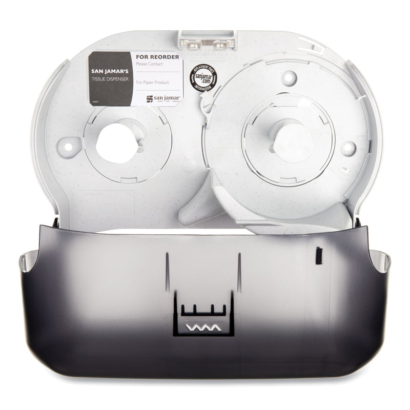 San Jamar VersaTwin Tissue Dispenser, Classic, 8 x 5.75 x 12.75, Transparent Black Pearl