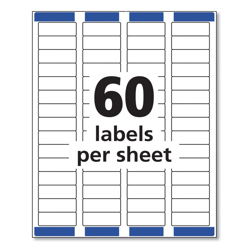 Avery Easy Peel White Address Labels w/ Sure Feed Technology, Laser Printers, 0.66 x 1.75, White, 60/Sheet, 100 Sheets/Pack