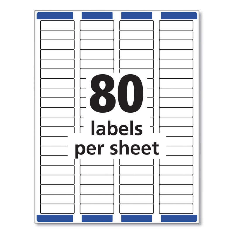 Avery Easy Peel White Address Labels w/ Sure Feed Technology, Laser Printers, 0.5 x 1.75, White, 80/Sheet, 100 Sheets/Box