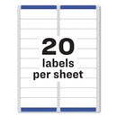 Avery Easy Peel White Address Labels w/ Sure Feed Technology, Inkjet Printers, 1 x 4, White, 20/Sheet, 100 Sheets/Box