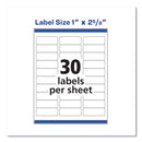 Avery Easy Peel White Address Labels w/ Sure Feed Technology, Inkjet Printers, 1 x 2.63, White, 30/Sheet, 100 Sheets/Box