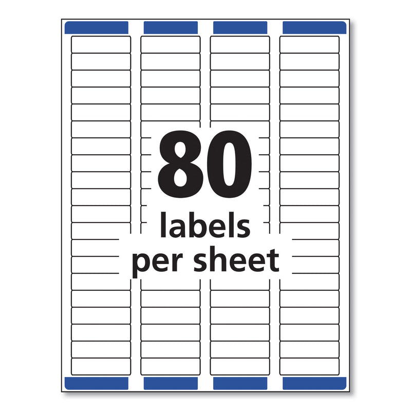 Avery Easy Peel White Address Labels w/ Sure Feed Technology, Laser Printers, 0.5 x 1.75, White, 80/Sheet, 25 Sheets/Pack