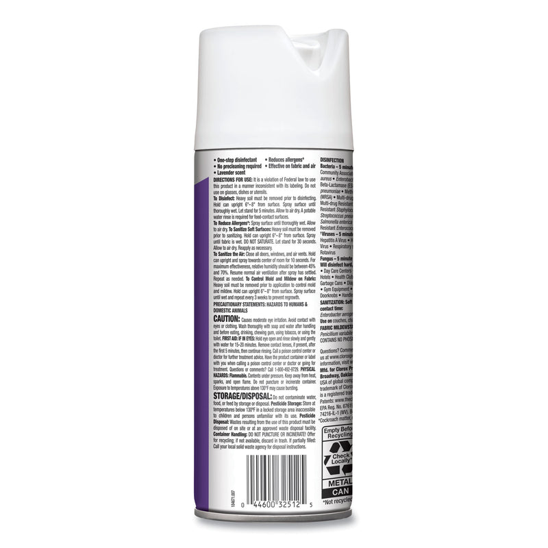 Clorox 4 in One Disinfectant and Sanitizer, Lavender, 14 oz Aerosol Spray, 12/Carton