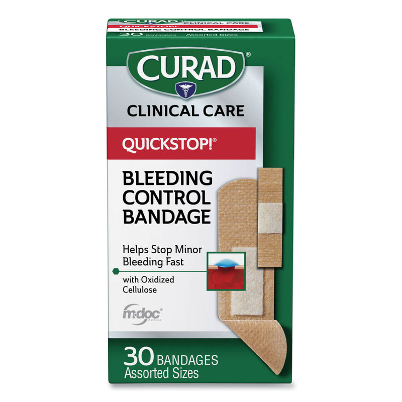 Curad QuickStop Flex Fabric Bandages, Assorted, 30/Box