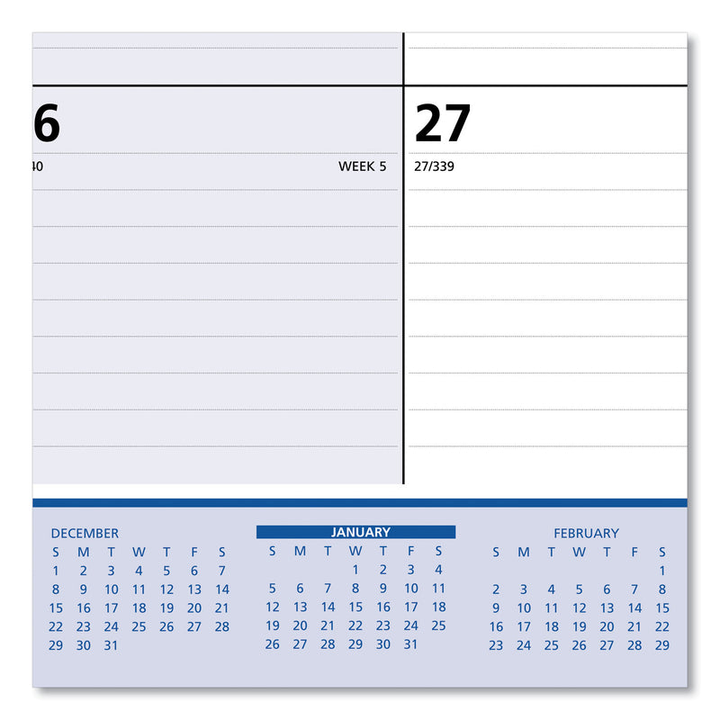 AT-A-GLANCE QuickNotes Desk Pad, 22 x 17, White/Blue/Yellow Sheets, Black Binding, Clear Corners, 13-Month (Jan to Jan): 2023 to 2024