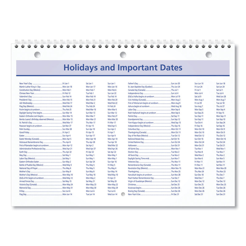AT-A-GLANCE QuickNotes Desk/Wall Calendar, 3-Hole Punched, 11 x 8, White/Blue/Yellow Sheets, 12-Month (Jan to Dec): 2023