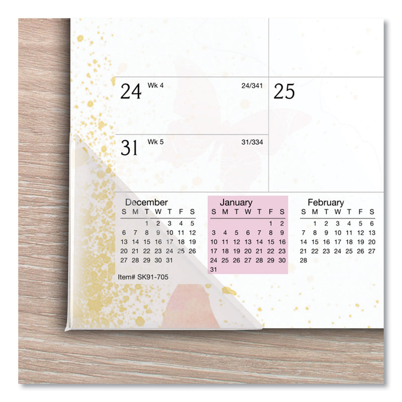 AT-A-GLANCE Watercolors Monthly Desk Pad Calendar, Watercolor Artwork, 17.75 x 11, Purple Binding/Clear Corners, 12-Month (Jan-Dec): 2023