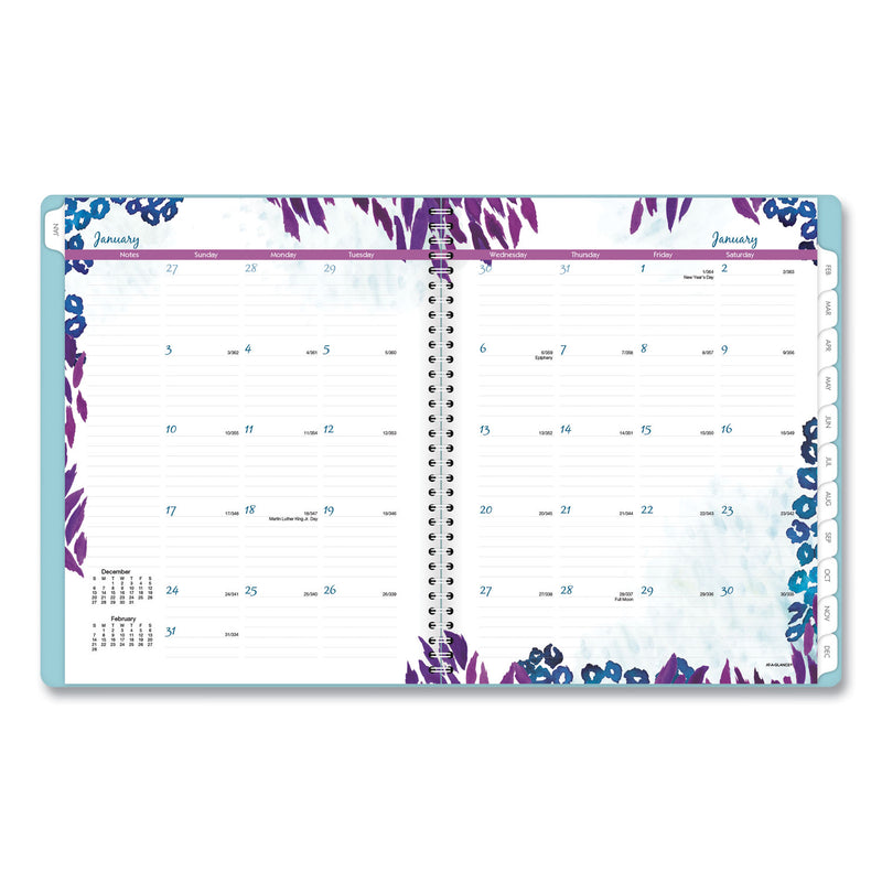 AT-A-GLANCE Wild Washes Weekly/Monthly Planner, Wild Washes Flora/Fauna Artwork, 11 x 8.5, Blue Cover, 13-Month (Jan-Jan): 2023-2024