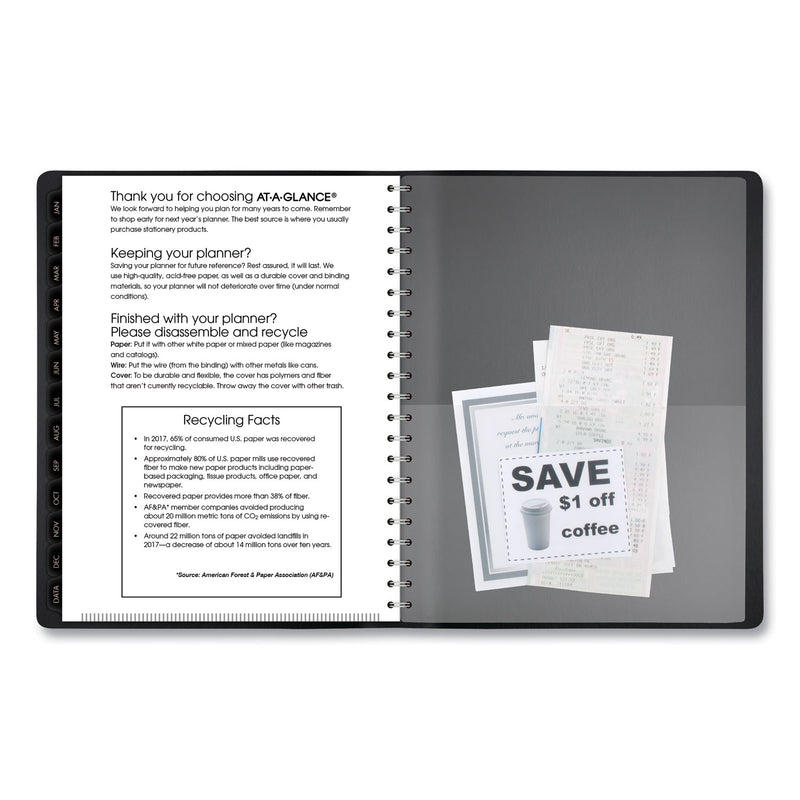 AT-A-GLANCE Contemporary Weekly/Monthly Planner, Vertical-Column Format, 11 x 8.25, Black Cover, 12-Month (Jan to Dec): 2023