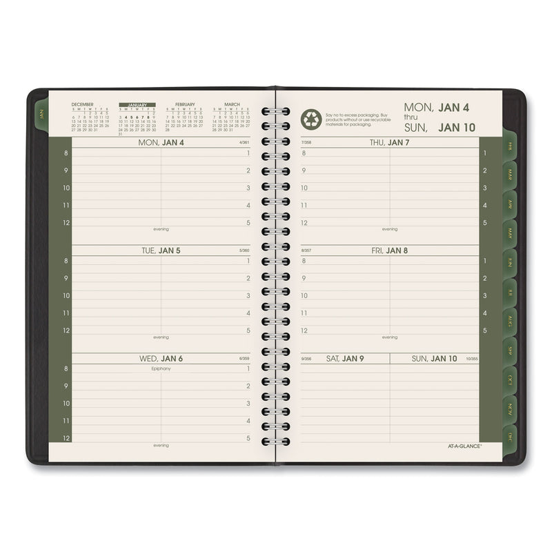 AT-A-GLANCE Recycled Weekly Block Format Appointment Book, 8.5 x 5.5, Black Cover, 12-Month (Jan to Dec): 2023
