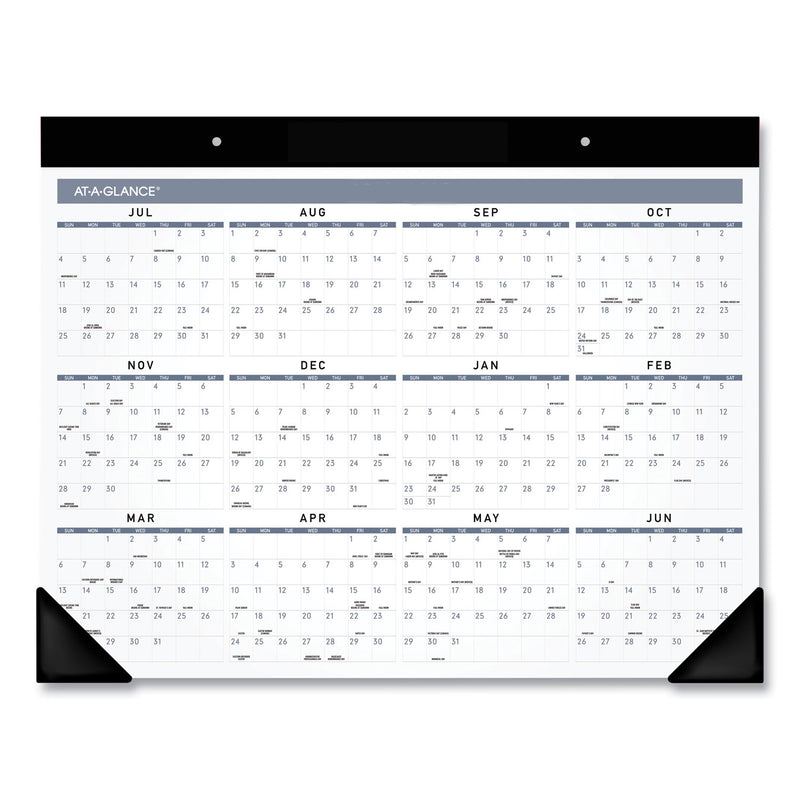 AT-A-GLANCE Academic Monthly Desk Pad, 21.75 x 17, White/Black Sheets, Black Binding/Corners, 12-Month (July to June): 2022 to 2023