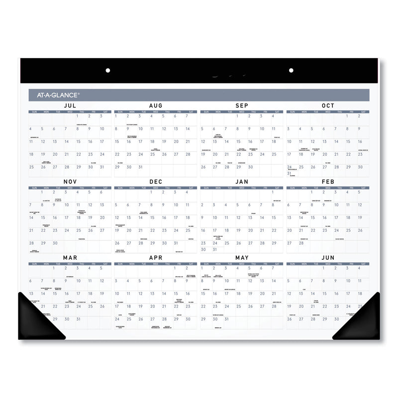 AT-A-GLANCE Academic Monthly Desk Pad, 21.75 x 17, White/Black Sheets, Black Binding/Corners, 12-Month (July to June): 2022 to 2023