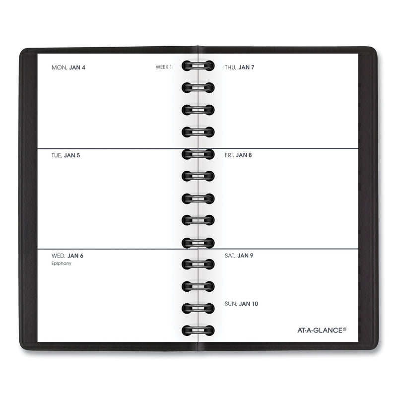 AT-A-GLANCE Weekly Planner, 4.5 x 2.5, Black Cover, 12-Month (Jan to Dec): 2024