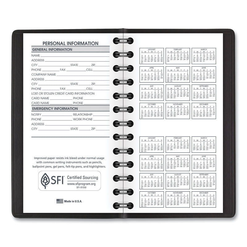 AT-A-GLANCE Weekly Planner, 4.5 x 2.5, Black Cover, 12-Month (Jan to Dec): 2024